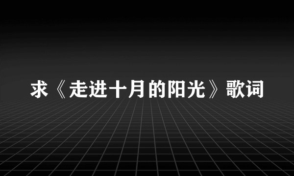 求《走进十月的阳光》歌词