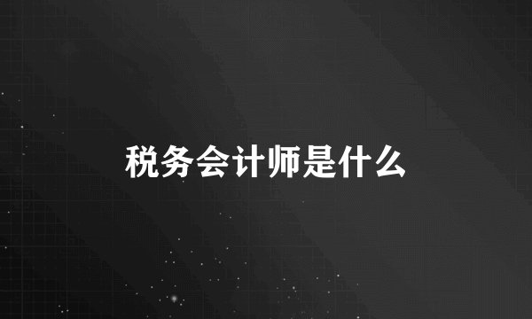 税务会计师是什么