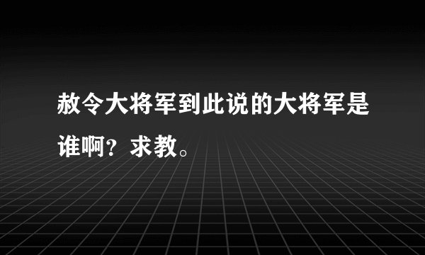 赦令大将军到此说的大将军是谁啊？求教。