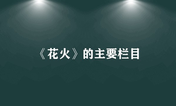 《花火》的主要栏目
