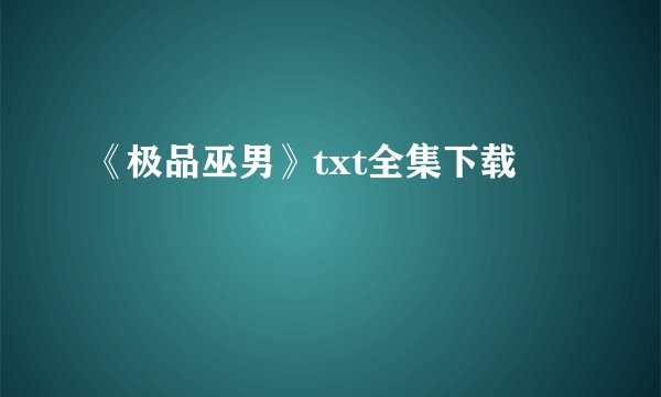 《极品巫男》txt全集下载