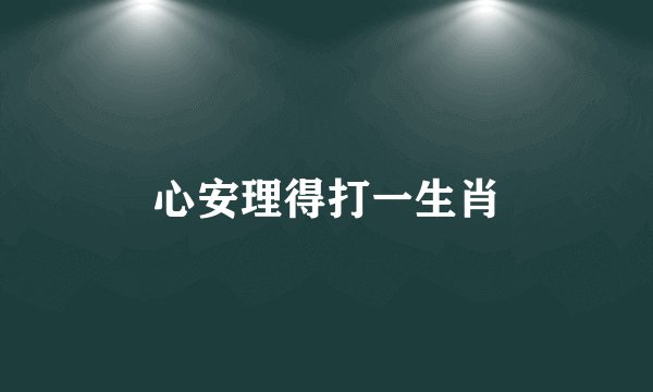 心安理得打一生肖
