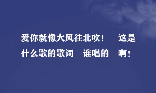 爱你就像大风往北吹！ 这是什么歌的歌词 谁唱的 啊！