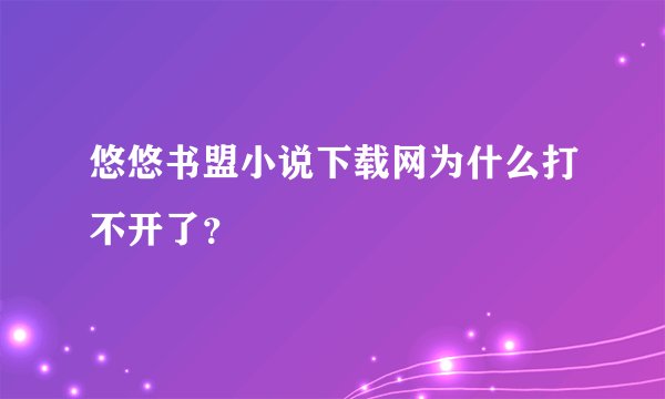 悠悠书盟小说下载网为什么打不开了？