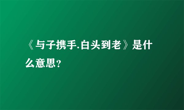 《与子携手.白头到老》是什么意思？