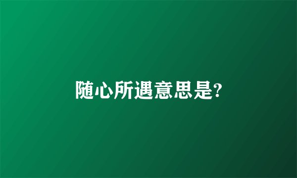 随心所遇意思是?