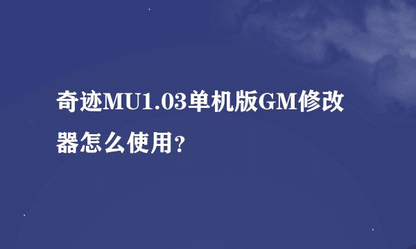 奇迹MU1.03单机版GM修改器怎么使用？