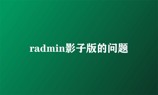 radmin影子版的问题