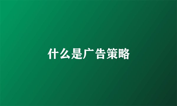 什么是广告策略