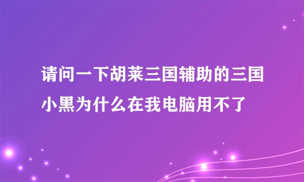请问一下胡莱三国辅助的三国小黑为什么在我电脑用不了