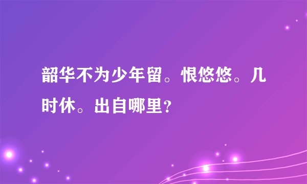 韶华不为少年留。恨悠悠。几时休。出自哪里？