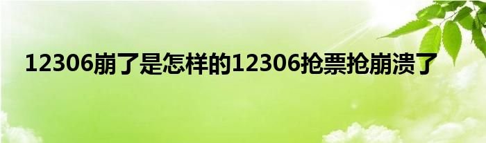 12306崩了是怎样的12306抢票抢崩溃了