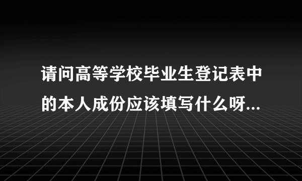 请问高等学校毕业生登记表中的本人成份应该填写什么呀???还有毕业论文题目或者毕业设计这一栏应该如何填写