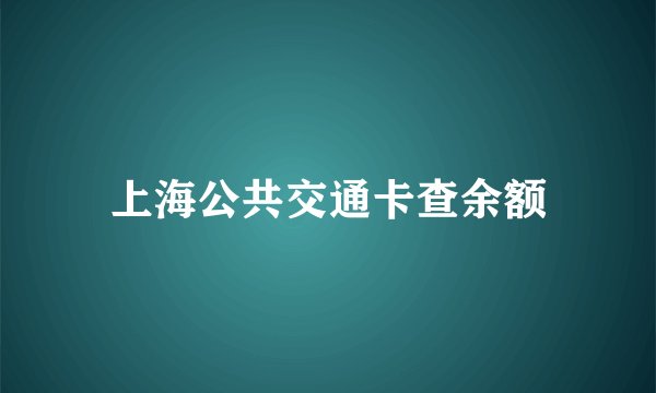 上海公共交通卡查余额