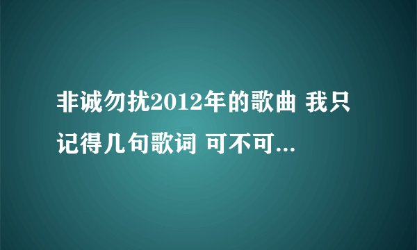 非诚勿扰2012年的歌曲 我只记得几句歌词 可不可以让我爱你 求歌名