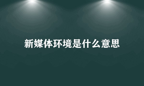 新媒体环境是什么意思