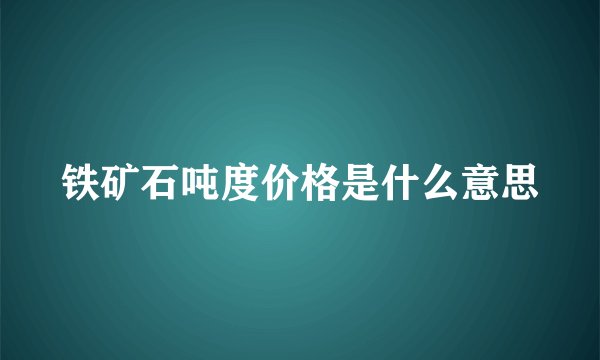 铁矿石吨度价格是什么意思