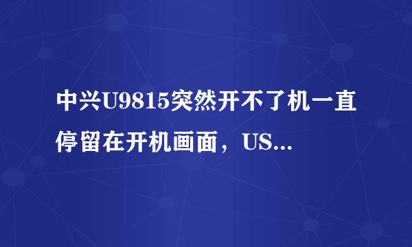 中兴U9815突然开不了机一直停留在开机画面，USB连接电脑也不能连，求指教