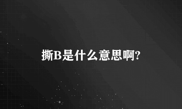 撕B是什么意思啊?
