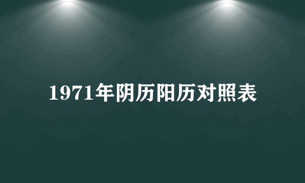 1971年阴历阳历对照表