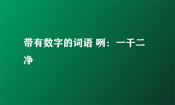 带有数字的词语 咧:一干二净