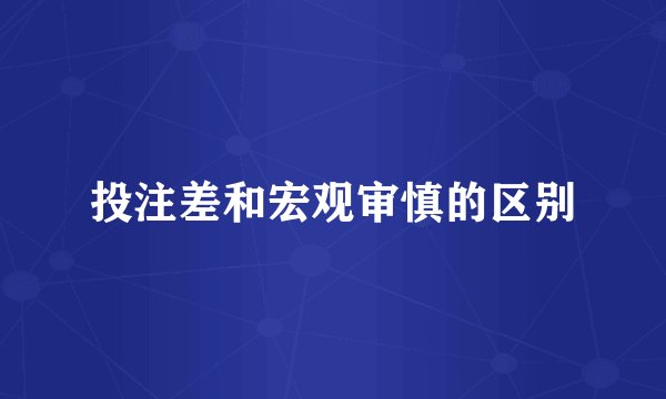 投注差和宏观审慎的区别