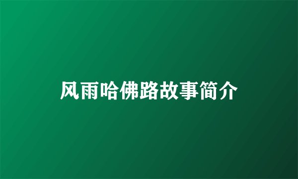 风雨哈佛路故事简介