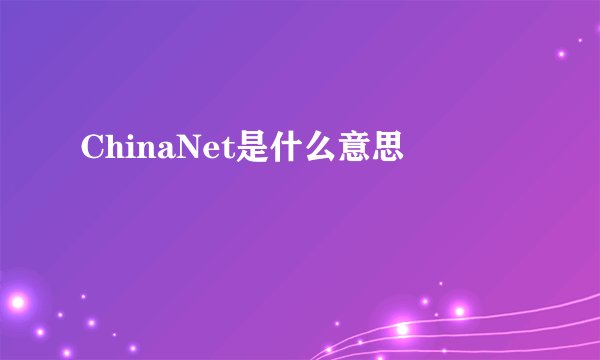 ChinaNet是什么意思