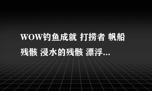 WOW钓鱼成就 打捞者 帆船残骸 浸水的残骸 漂浮的残骸 各在哪？