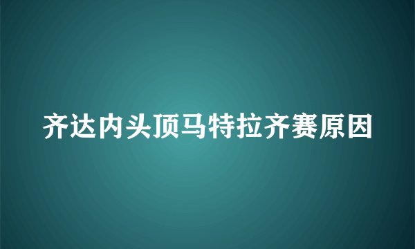 齐达内头顶马特拉齐赛原因