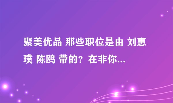 聚美优品 那些职位是由 刘惠璞 陈鸥 带的？在非你莫属 他们在给求职者提供职位的时候说道：那些职位是由他