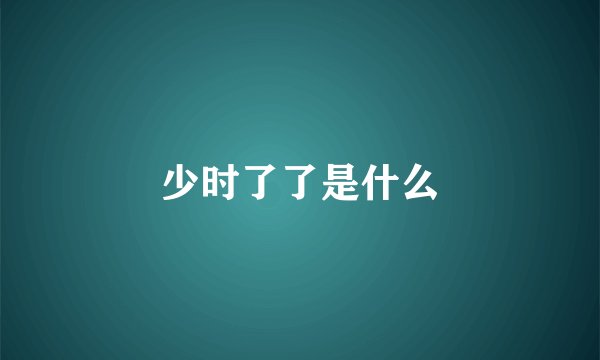 少时了了是什么