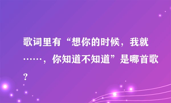 歌词里有“想你的时候，我就……，你知道不知道”是哪首歌？
