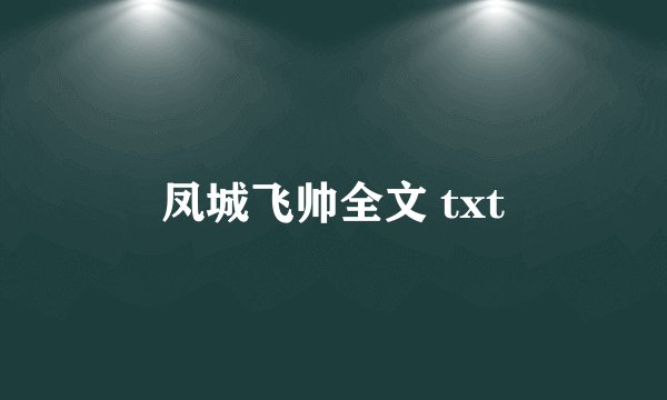 凤城飞帅全文 txt