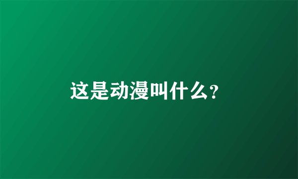 这是动漫叫什么？