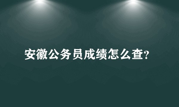 安徽公务员成绩怎么查？