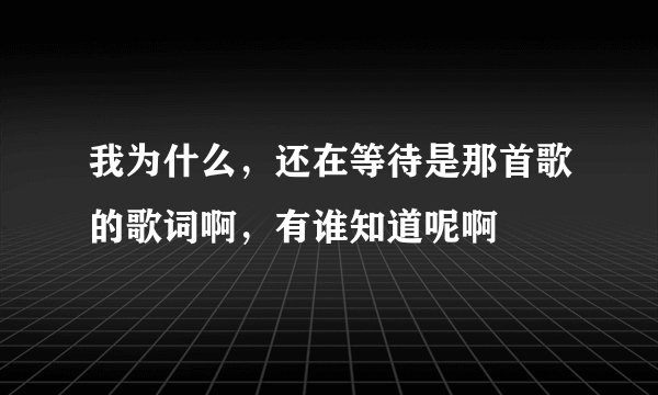 我为什么，还在等待是那首歌的歌词啊，有谁知道呢啊