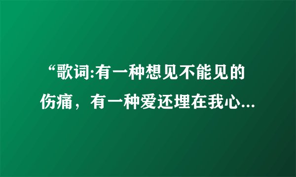 “歌词:有一种想见不能见的伤痛，有一种爱还埋在我心中，让我对你的思念越来越融…”叫什么歌
