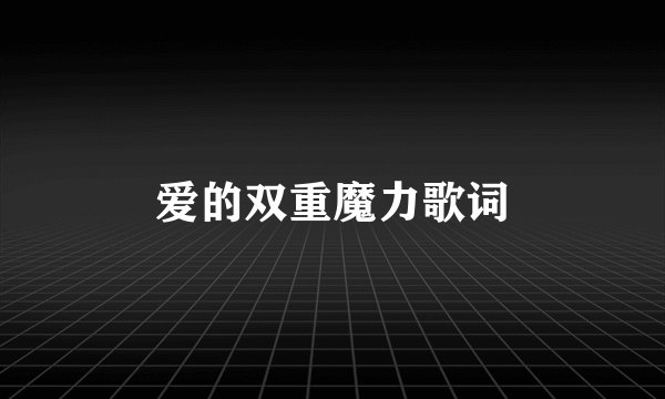 爱的双重魔力歌词