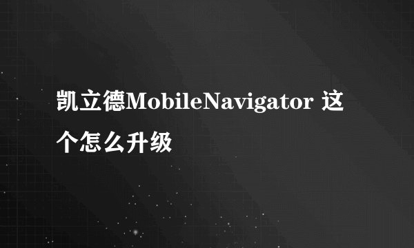 凯立德MobileNavigator 这个怎么升级