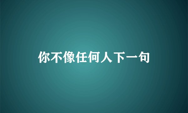 你不像任何人下一句
