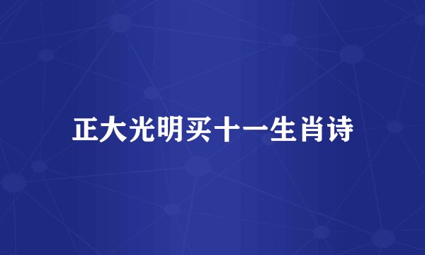 正大光明买十一生肖诗