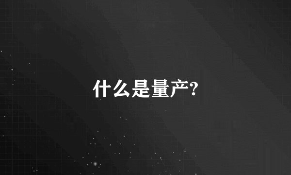 什么是量产?