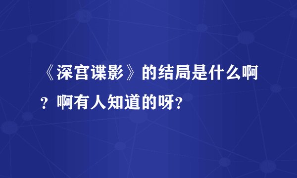 《深宫谍影》的结局是什么啊?啊有人知道的呀?