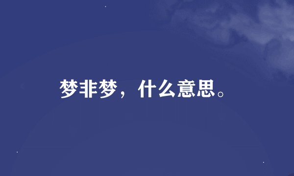 梦非梦，什么意思。