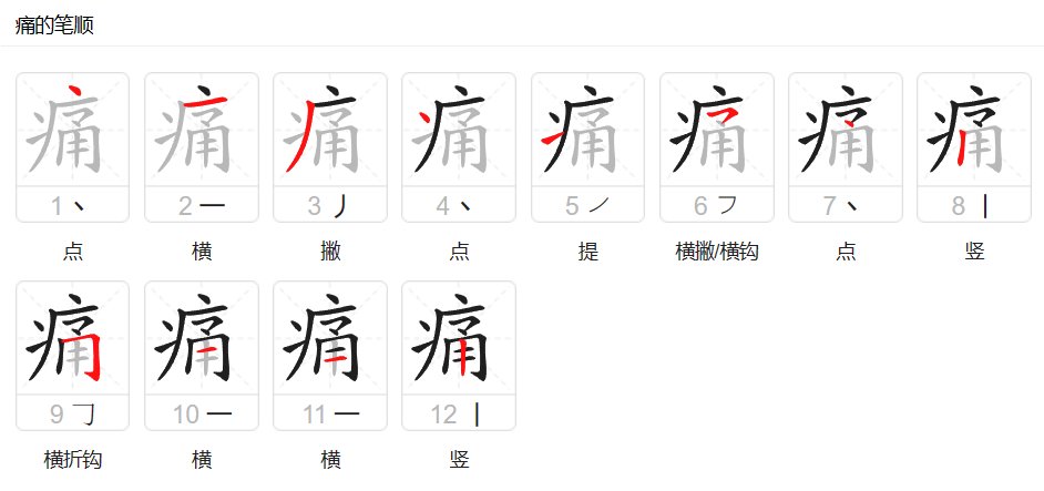 痛的笔顺怎么写