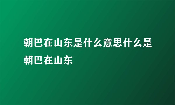 朝巴在山东是什么意思什么是朝巴在山东