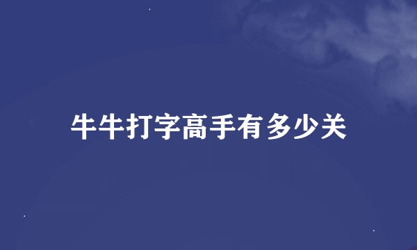 牛牛打字高手有多少关