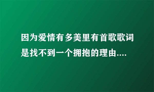 因为爱情有多美里有首歌歌词是找不到一个拥抱的理由....，这首歌叫什么？