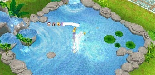 qq炫舞游戏中，是怎么卡进家园水池里面的？求解